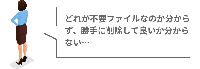 どれが不要ファイルなのか分からず、勝手に削除して良いか分からない…